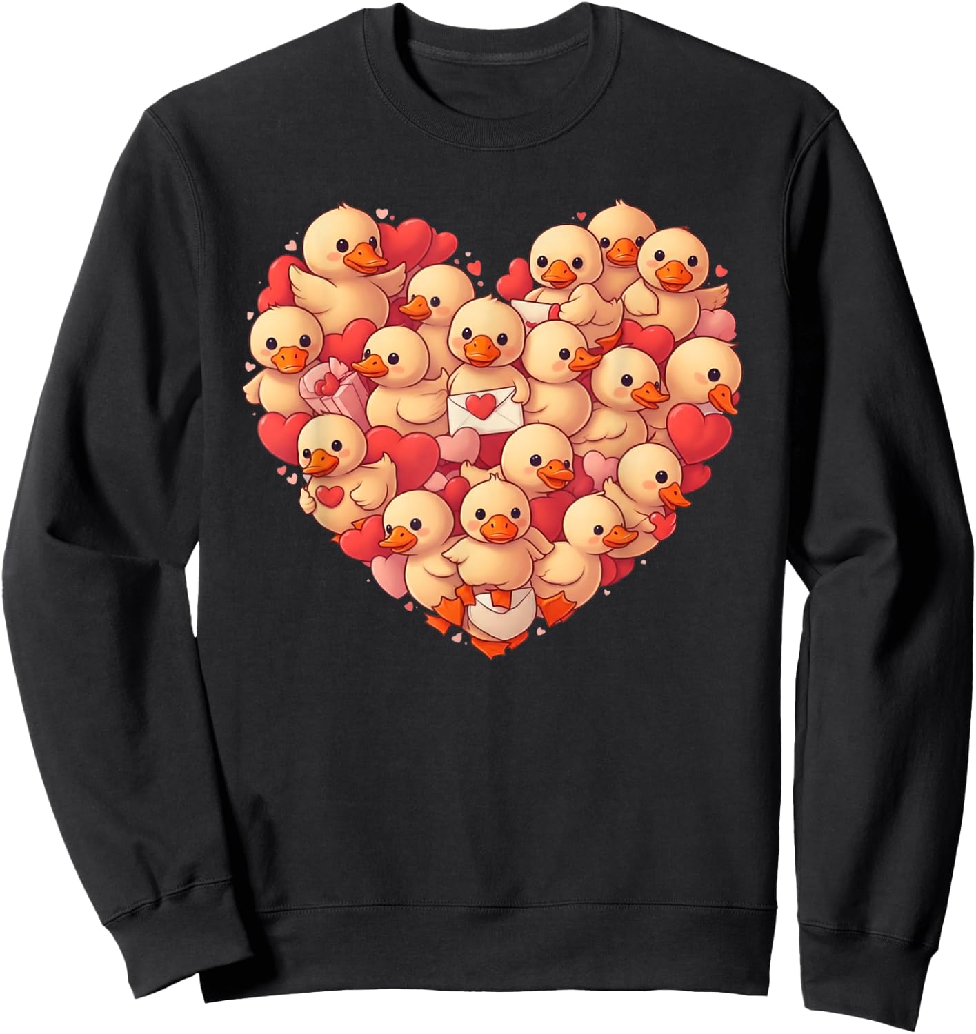 Funny Valentine's Day Duck Heart Shaped Duck , Men and Kids , Black, S Sweatshirt - Sweatshirt | Black