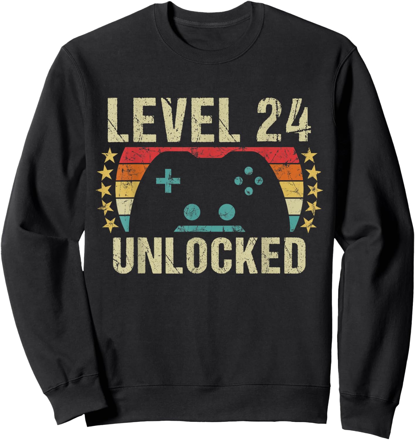 Gaming Vintage 24th Birthday Gift 24 Year Old Boy Girl Gamer Sweatshirt - Sweatshirt | Black