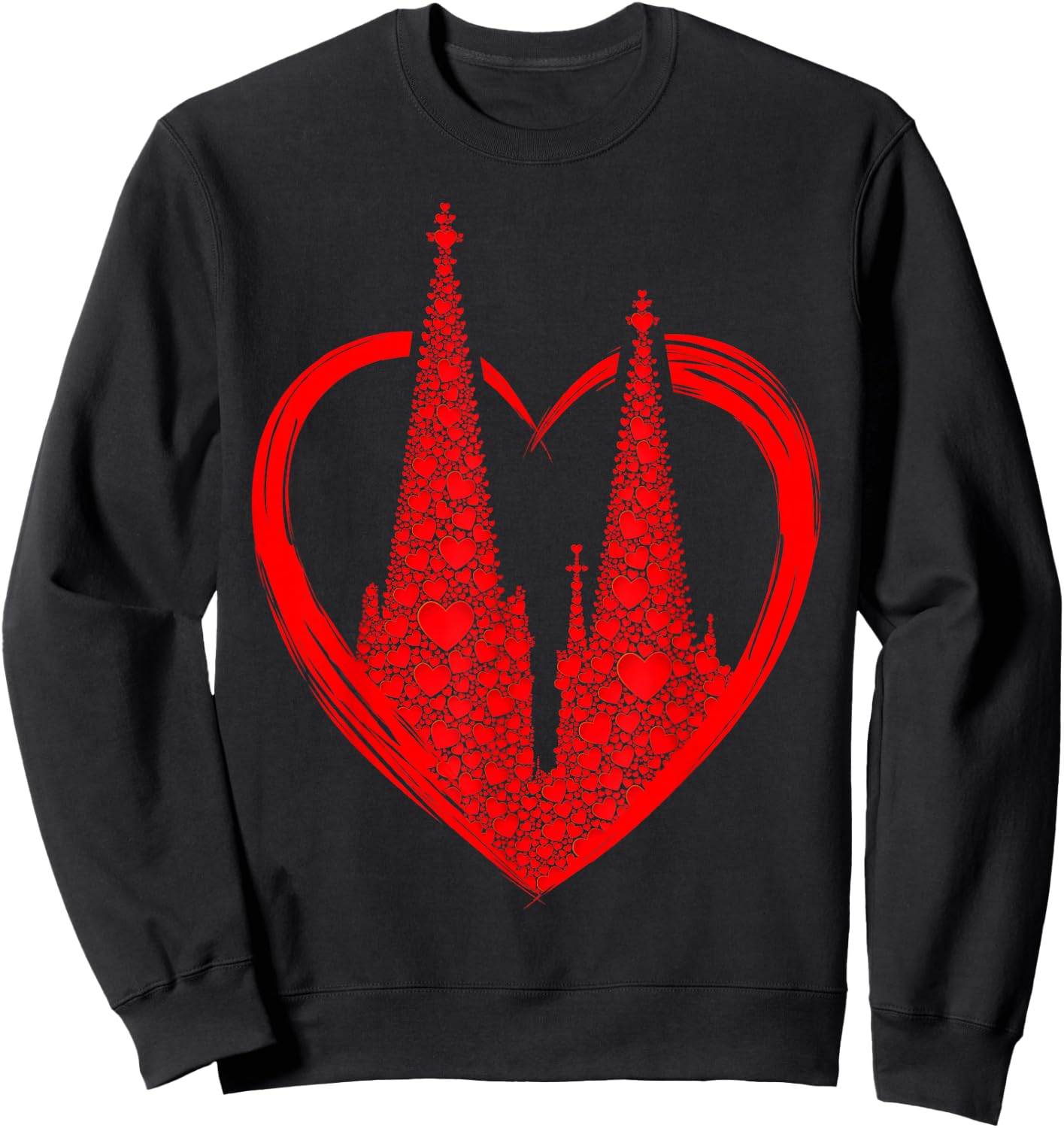 Cologne Cathedral with Heart for Cologne Fans Cologne Hearts Love Cologne , black Sweatshirt - Sweatshirt | Black