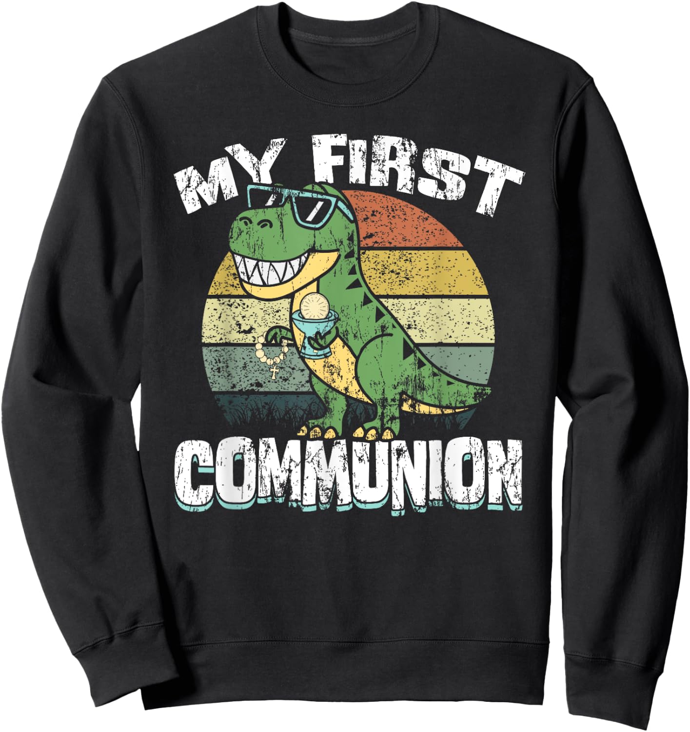 Dinosaur First Communion Christian Boys My First Communion Sweatshirt - Sweatshirt | Black