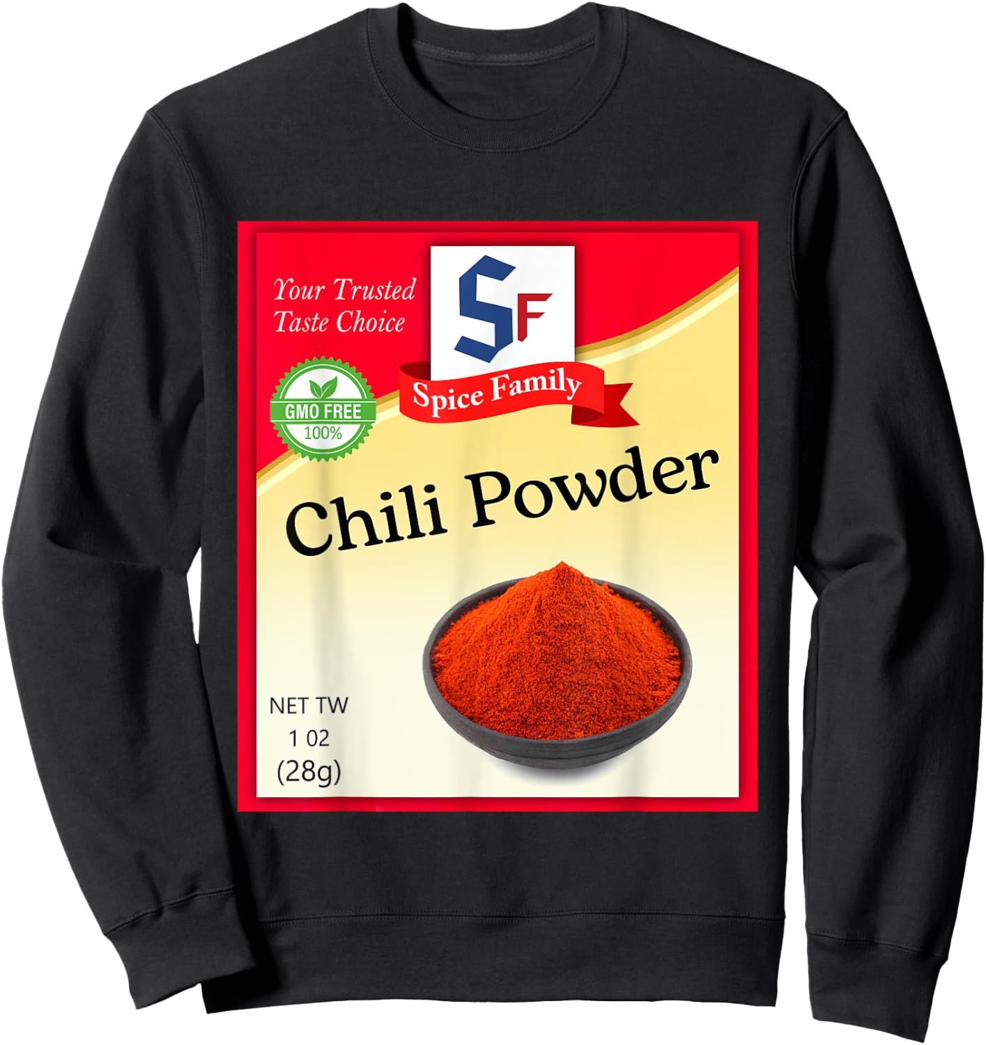 Chili Powder Condiment Costume Holiday Spice Costumes Sweatshirt - Sweatshirt | Black