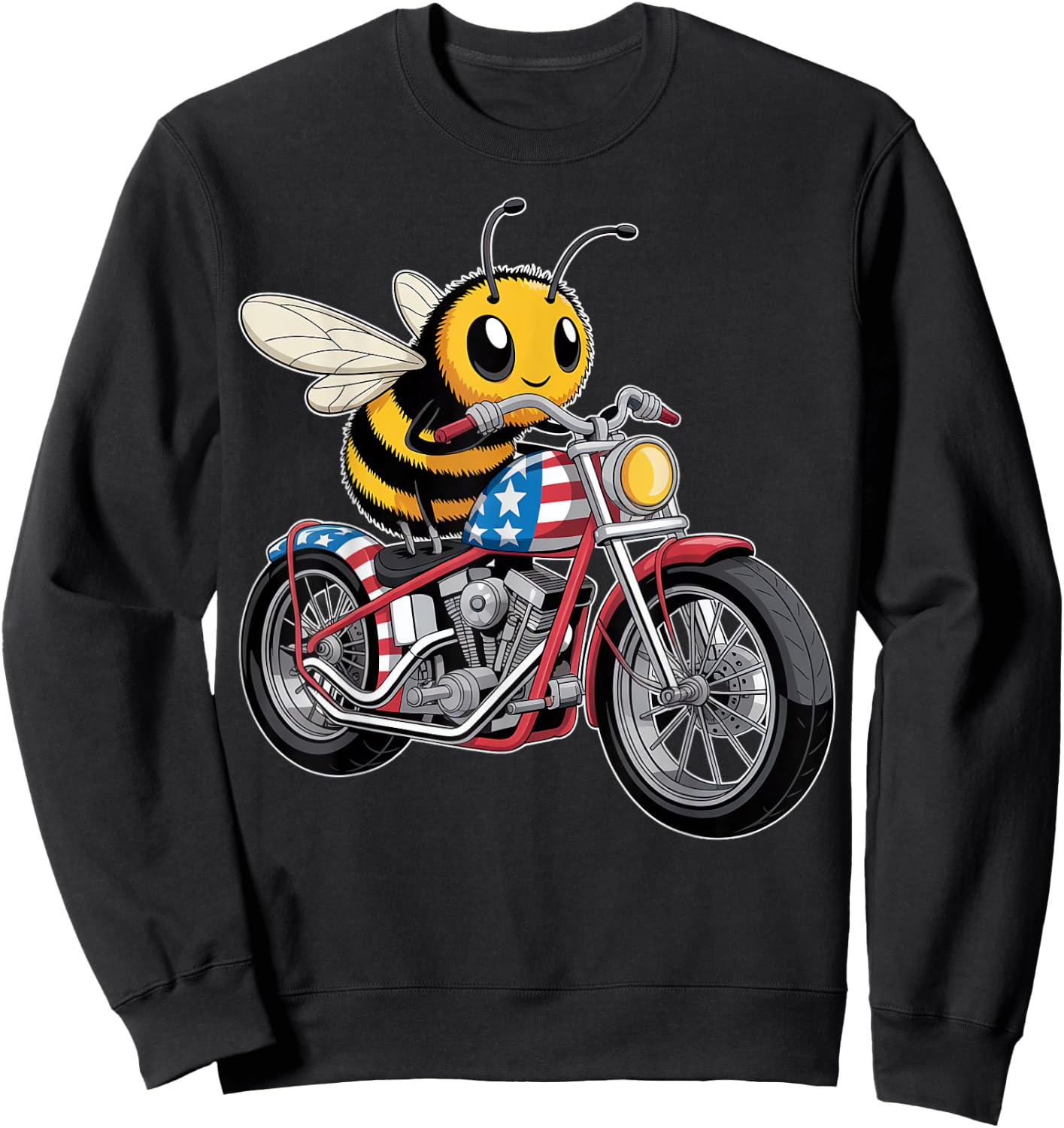 Patriotic Bee Motorcycle Rider Sweatshirt - Sweatshirt | Black