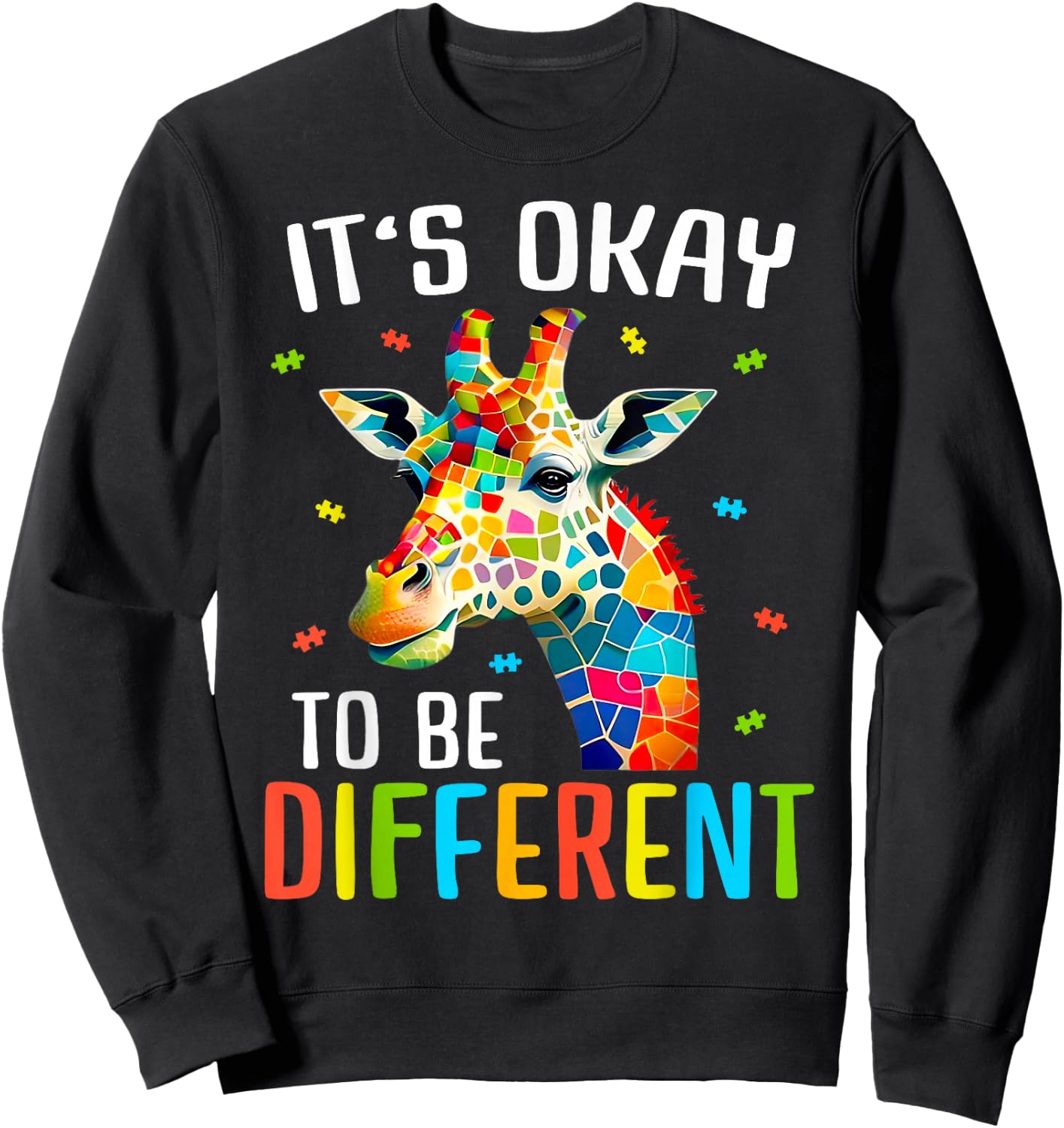 Giraffe Acceptance Children's Boys Girls Its Ok To Be Different Sweatshirt - Sweatshirt | Black