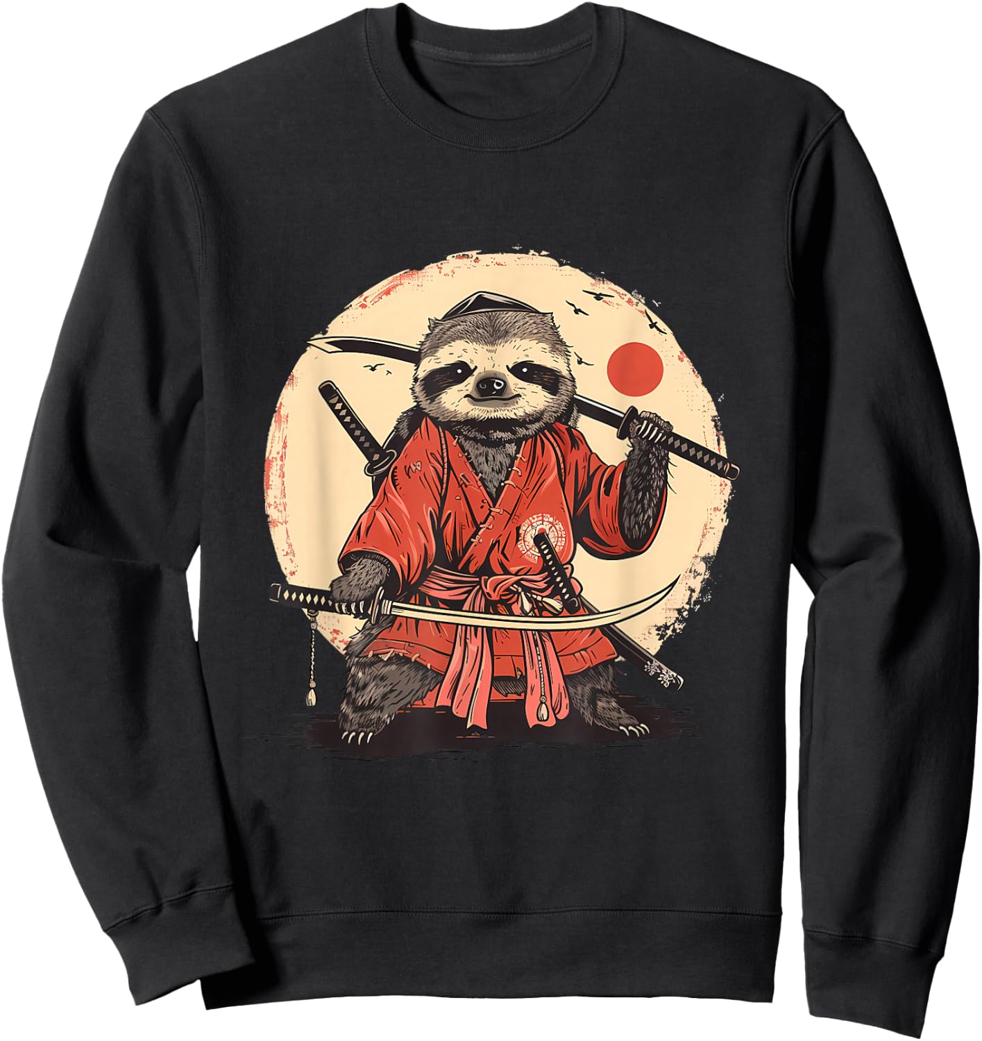 Samurai Sloth Japanese Warrior Japanese Samurai Sloth Anime Sweatshirt - Sweatshirt | Black