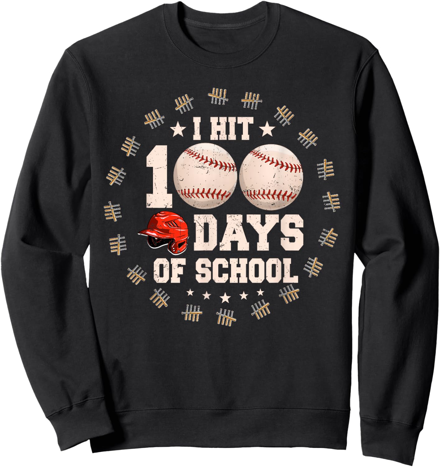 Bat 100th Day Of School Sweatshirt - Sweatshirt | Black