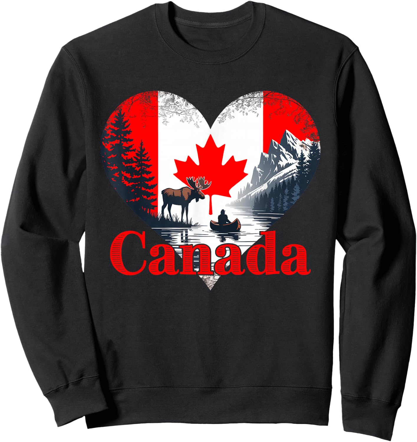 Canada Day Wilderness Heart Outdoor Maple Leaf Canadian Sweatshirt - Sweatshirt | Black