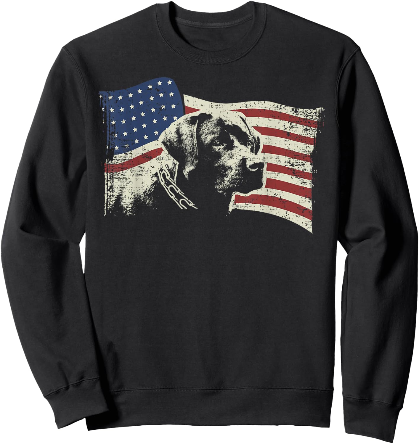 Patriotic USA Flag Black Labrador Gift Lab Owners Sweatshirt - Sweatshirt | Black