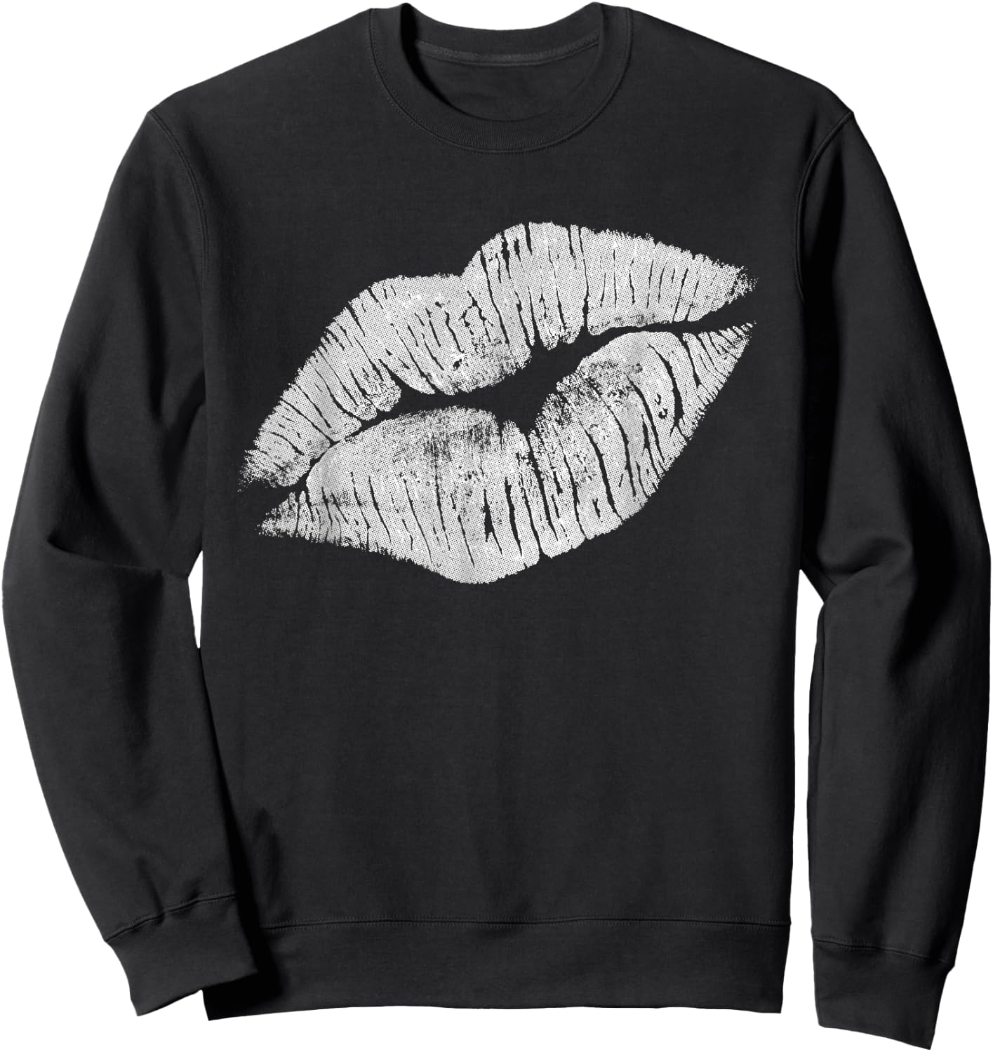 White Kissing Lipstick | Perfect 80s Party Design Sweatshirt - Sweatshirt | Black