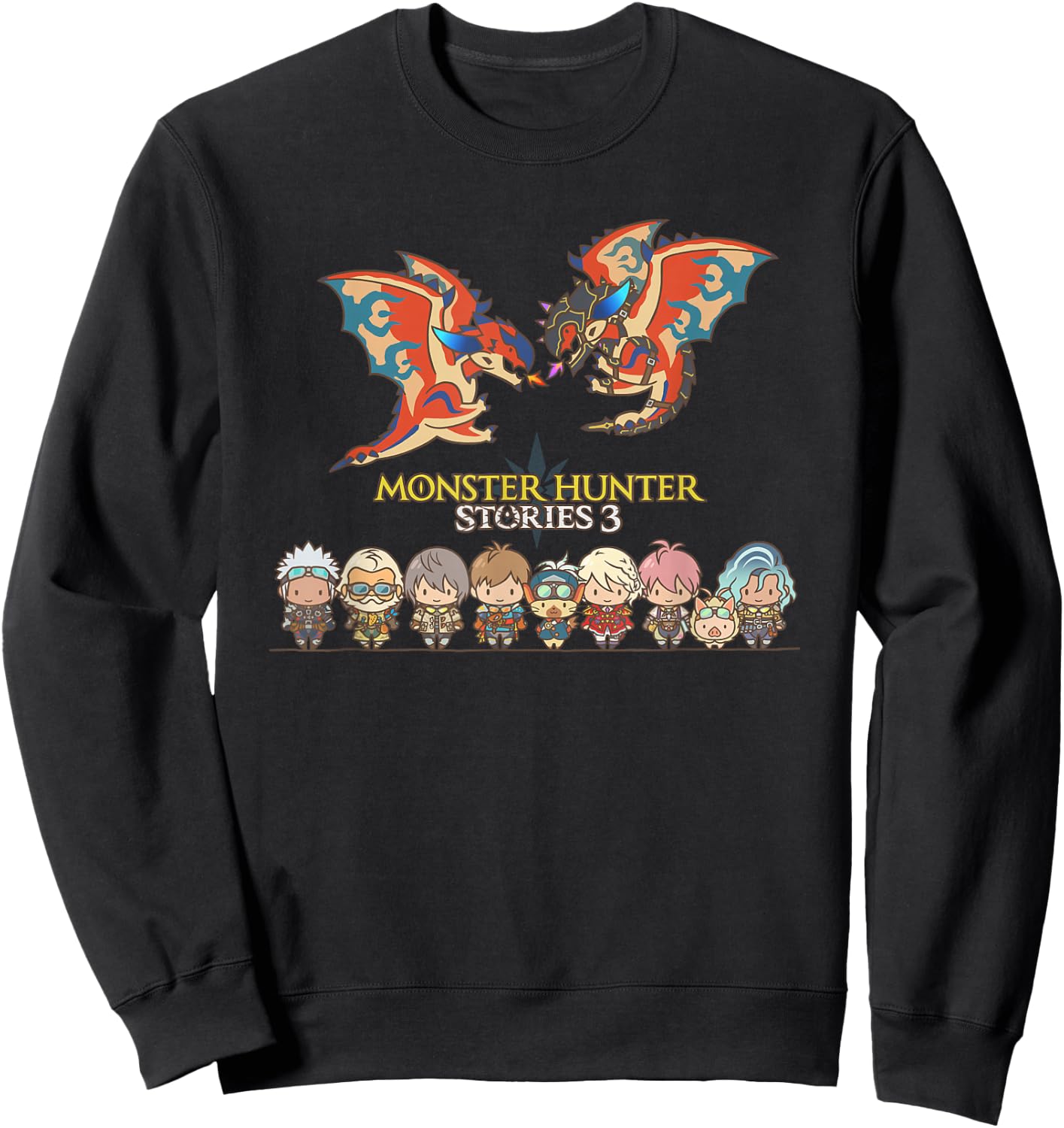 Monster Hunter Stories 3 Chibi Art FP Sweatshirt - Sweatshirt | Black