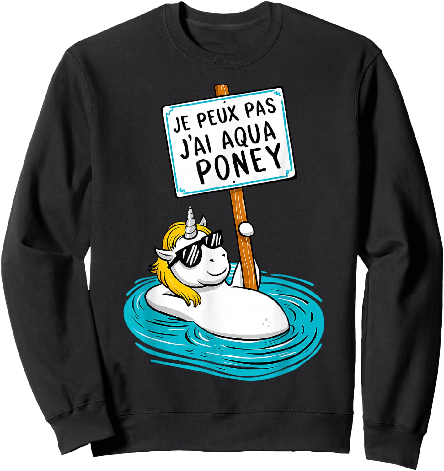 I Can't Have Aqua Pony , Black, S Sweatshirt - Sweatshirt | Black