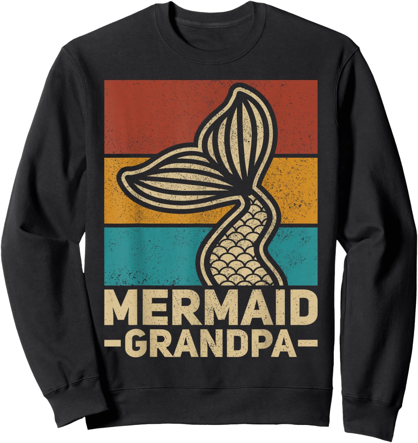 Mermaid Grandpa Mermaid Birthday Party Grandfather Outfit Sweatshirt - Sweatshirt | Black