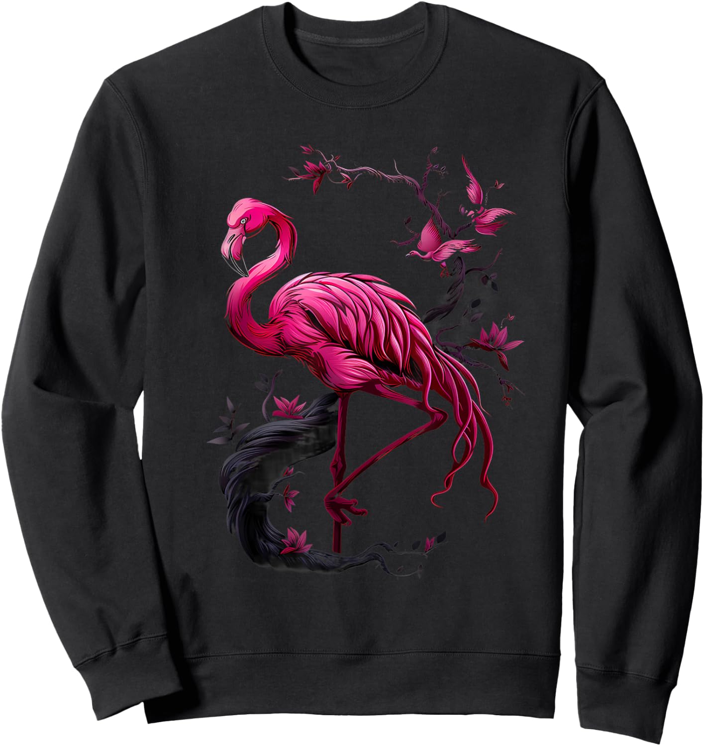 Pink Flamingo Bird Artwork Wildlife Animal Art Flamingo Sweatshirt - Sweatshirt | Black