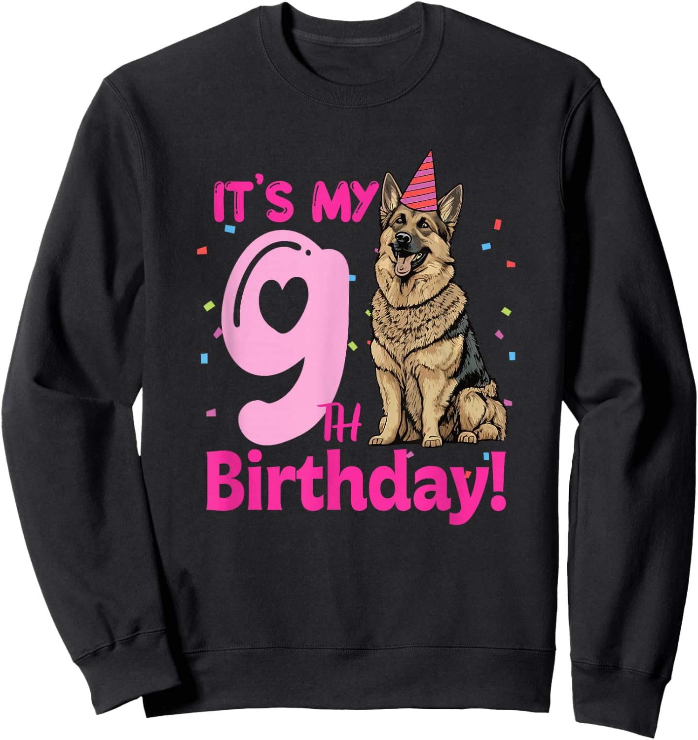 It's My 9th Birthday German Shepherd Dog Lovers 9 Years Old Sweatshirt - Sweatshirt | Black