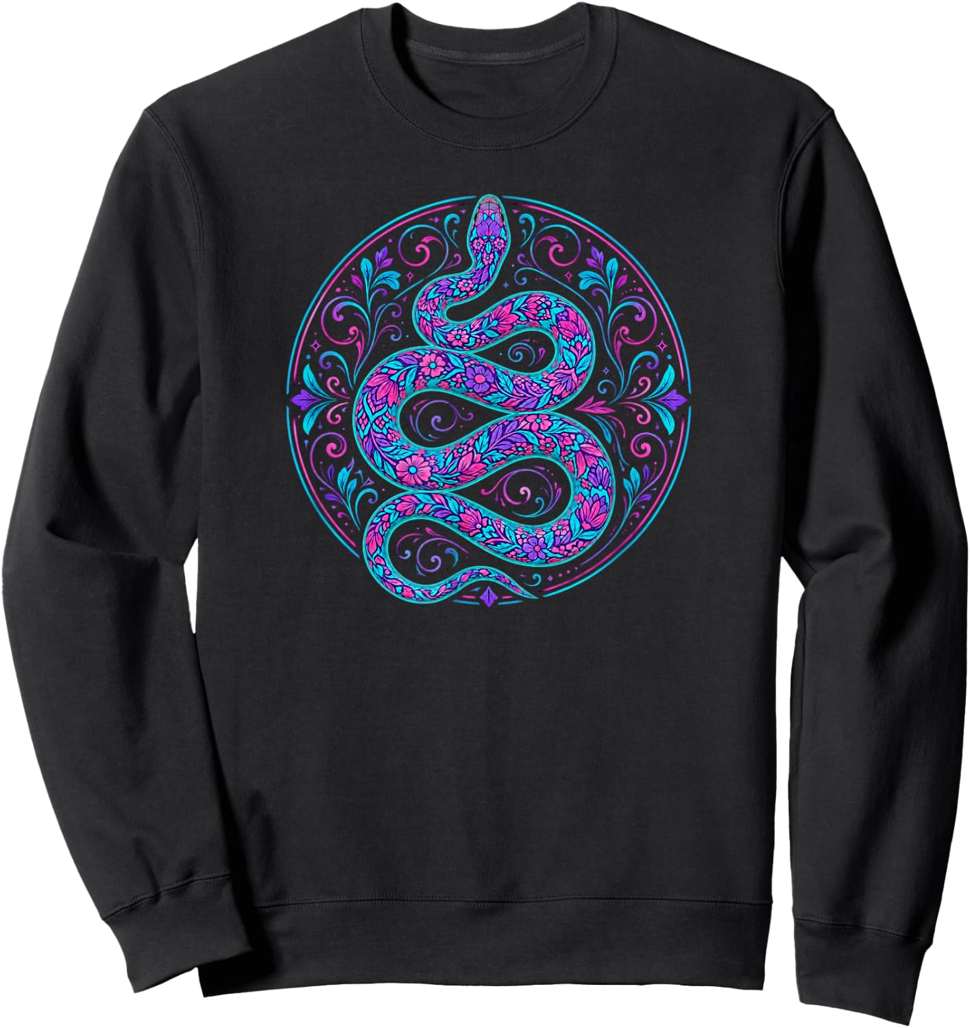 Colorful Floral Snake Flowers Feminine Women Girls Kids Sweatshirt - Sweatshirt | Black