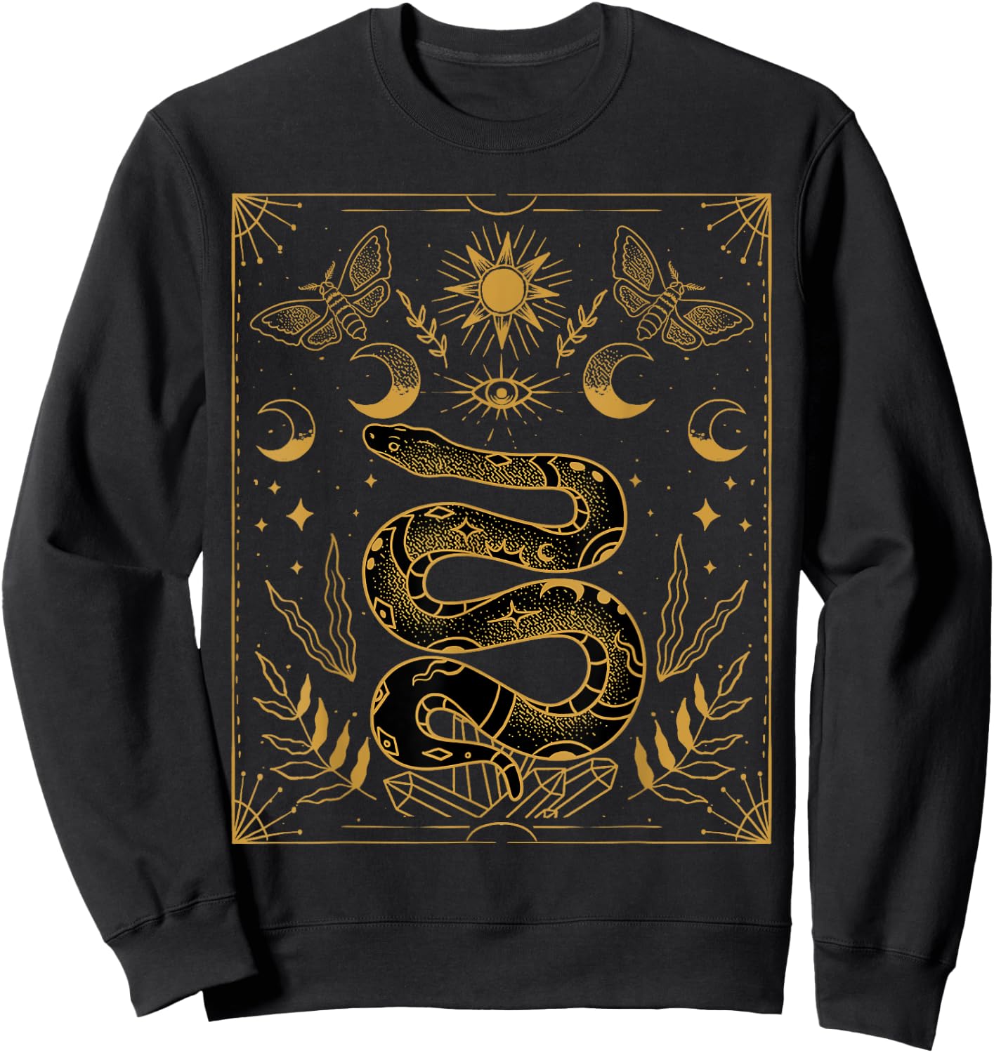 Himmlische Schlange und Sterne Shirt - Hexe Boho Tarot Schlange Sweatshirt - Sweatshirt | Black