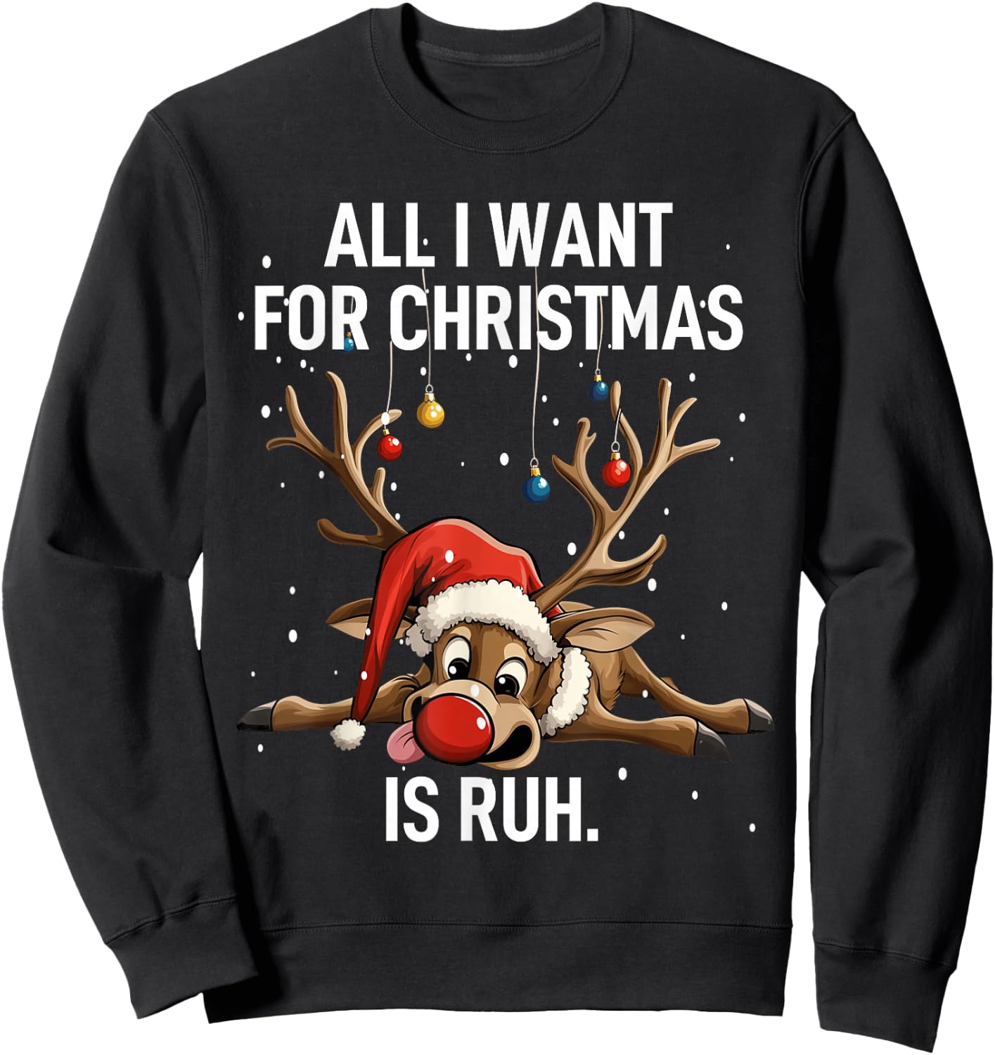 Christmas Shirt Men's Gifts Funny Reindeer , black Sweatshirt - Sweatshirt | Black