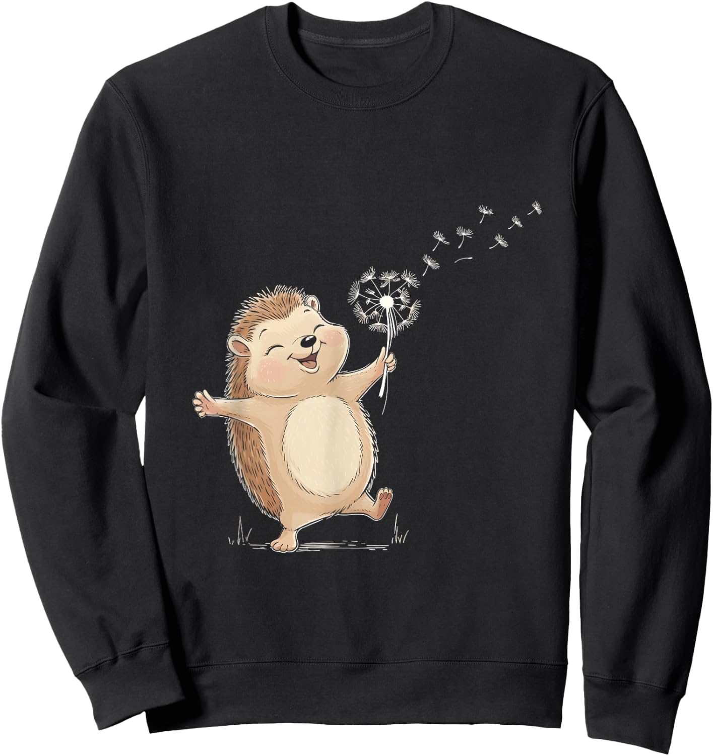 Hedgehogs Lover Hedgehog Holding A Dandelion Flower Animal Sweatshirt - Sweatshirt | Black