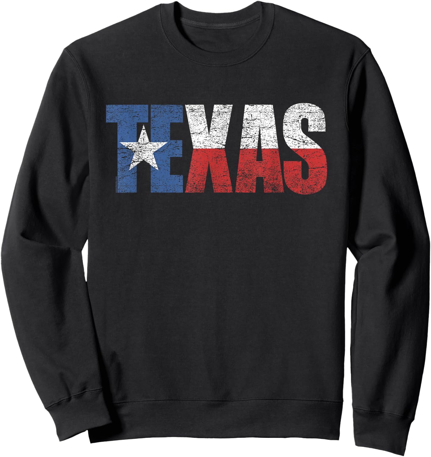 Texas Women Men Kids | Texas State Flag Distressed Sweatshirt - Sweatshirt | Black