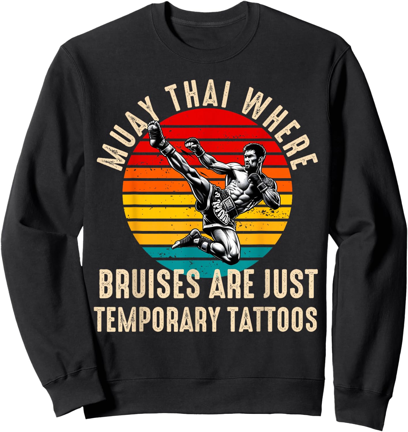 Muay Thai Fighter Dad Boys Thai Kickboxing Fighting Sweatshirt - Sweatshirt | Black