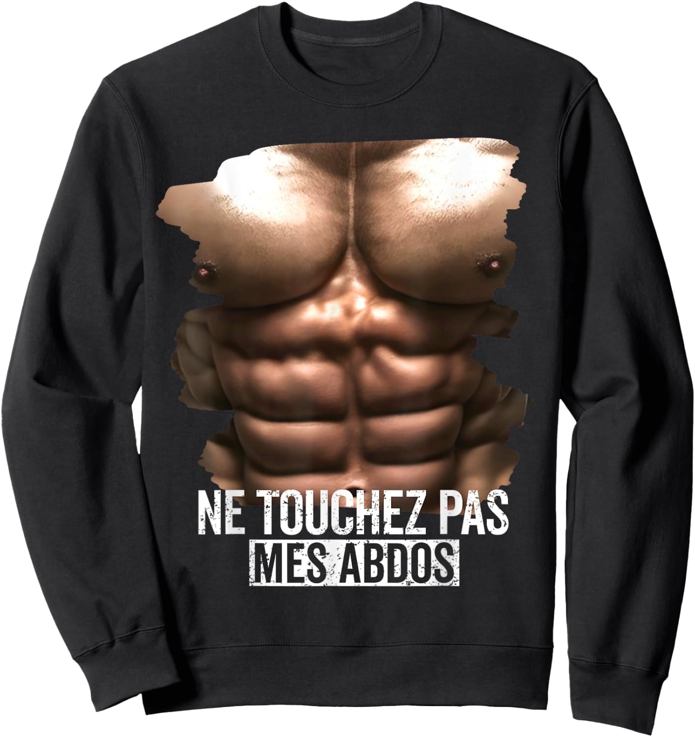 Fake Abs Humor Fake Muscle, Sixpack and Fake Ab Funny , Black, S Sweatshirt - Sweatshirt | Black