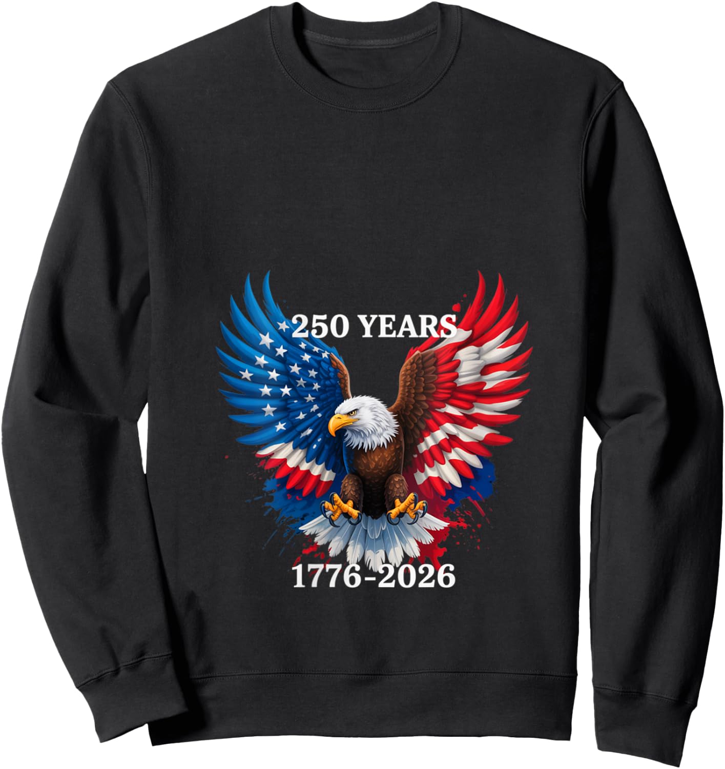 Women's 250 Years American 1776 2026 250th USA Birthday 4th of July V-Neck Sweatshirt - Sweatshirt | Black