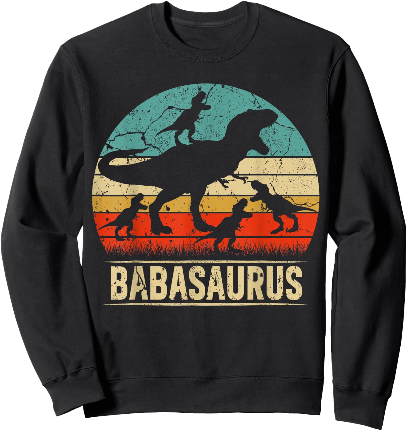 Baba Dinosaur T Rex Babasaurus 4 kids Family Matching Sweatshirt - Sweatshirt | Black