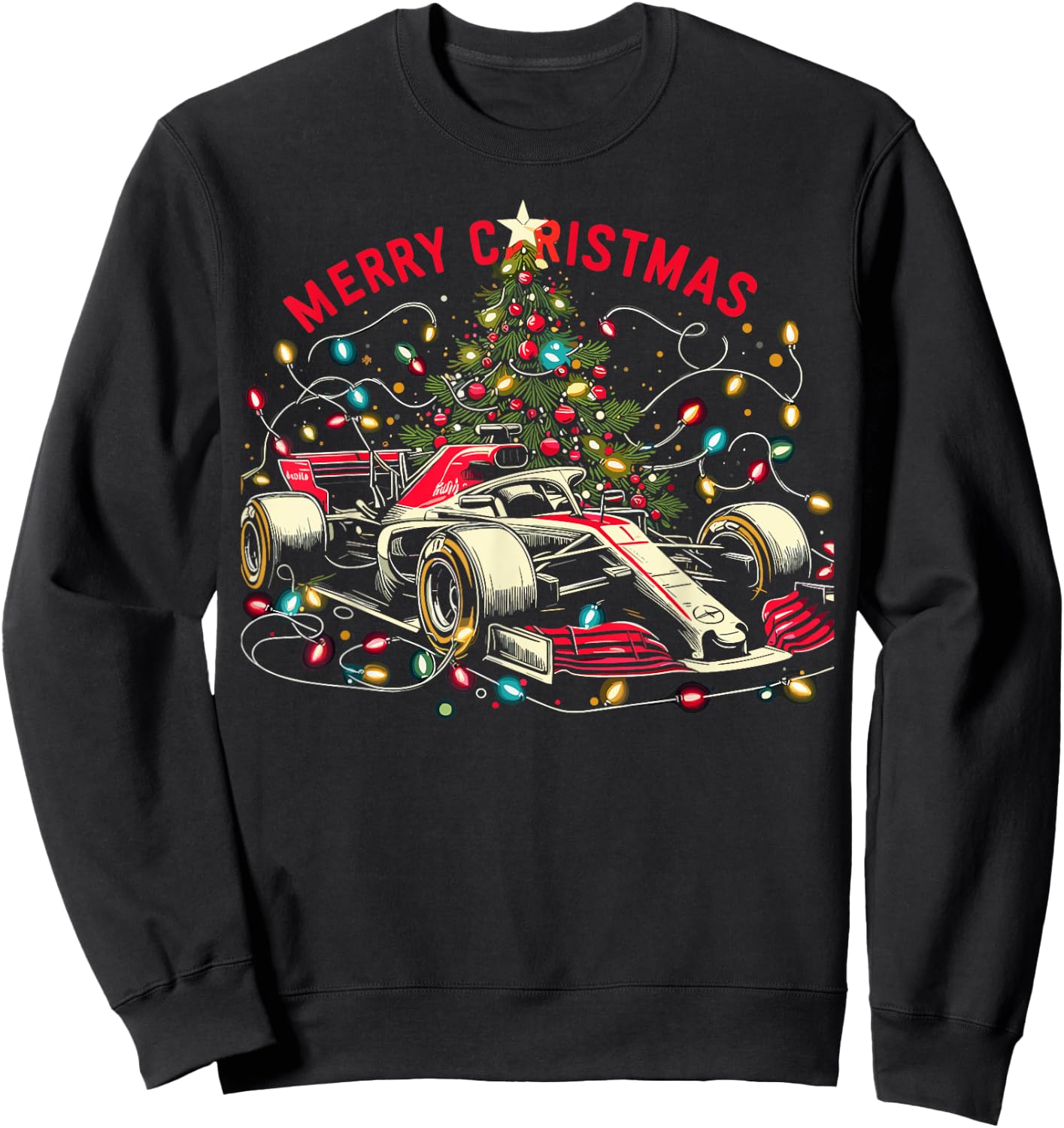 Car Race Christmas Pajamas - Santa Race Car Pjs Sweatshirt - Sweatshirt | Black