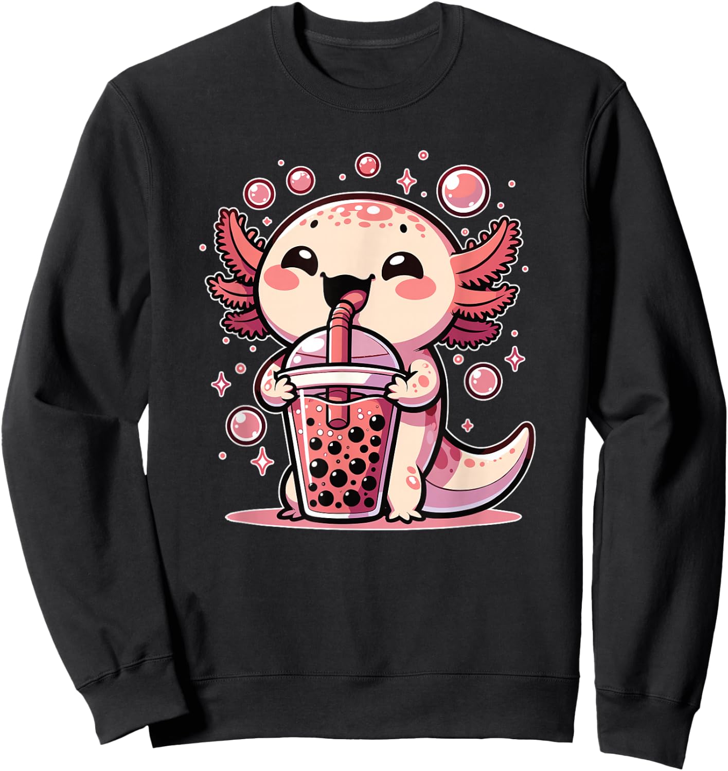 Kawaii Axolotls Bubble Tea Boba Axolotl Sweatshirt - Sweatshirt | Black