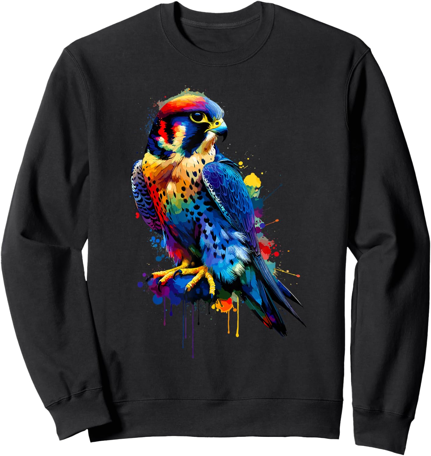 Colorful Splash Art Peregrine Falcon Peregrines Sweatshirt - Sweatshirt | Black