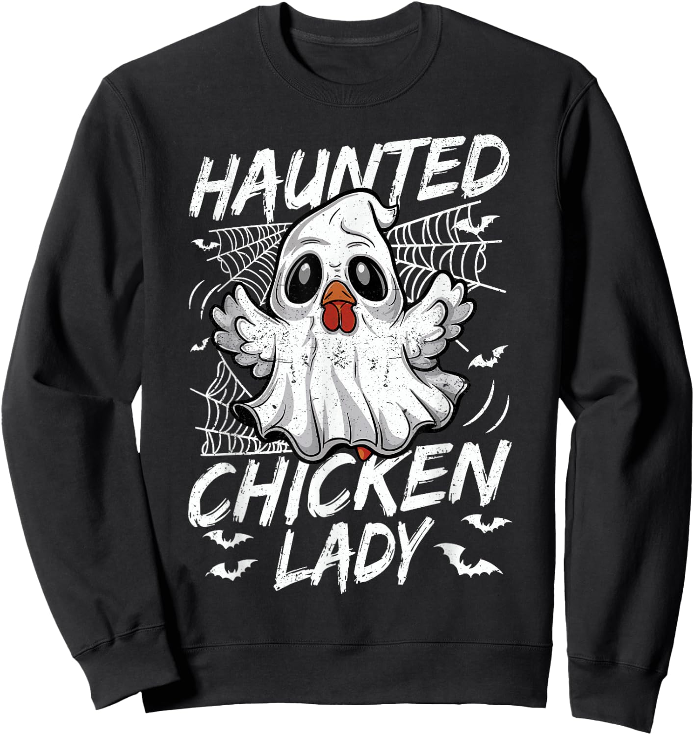 Halloween Chicken Ghost Haunted Chicken Lady Women Sweatshirt - Sweatshirt | Black