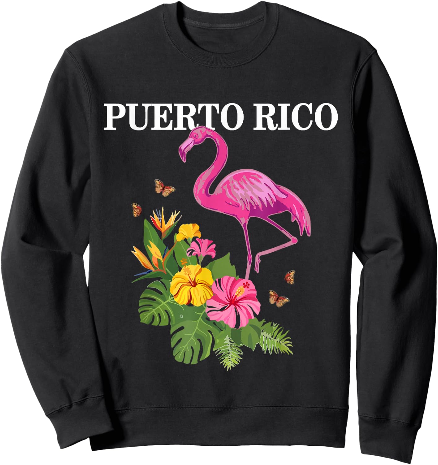 Puerto Rico Flamingo Pride Puerto Rican Souvenir Vintage Sweatshirt - Sweatshirt | Black