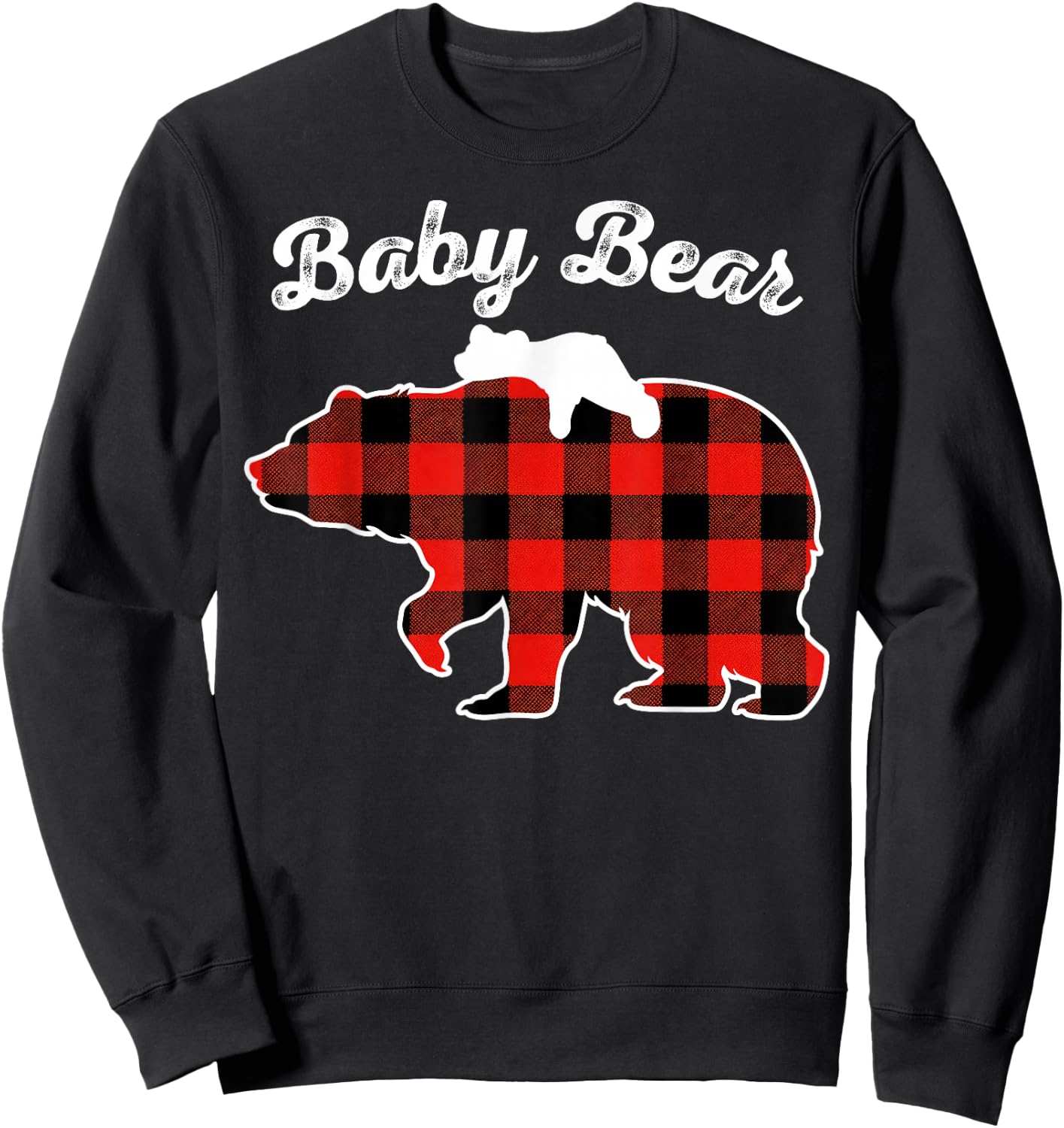 Baby Bear Flannel Red Plaid Pajama Family Matching XMAS Sweatshirt - Sweatshirt | Black