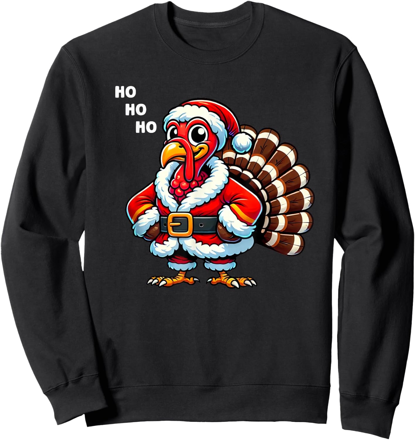 Merry Thanksmas Thanksgiving Turkey Xmas Funny Kids Men Sweatshirt - Sweatshirt | Black