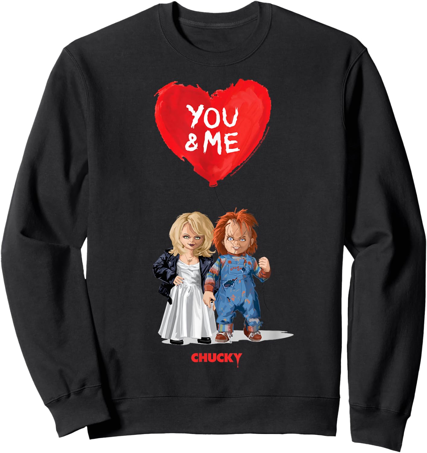 Chucky & Tiffany Blood Red Balloon Sweatshirt - Sweatshirt | Black