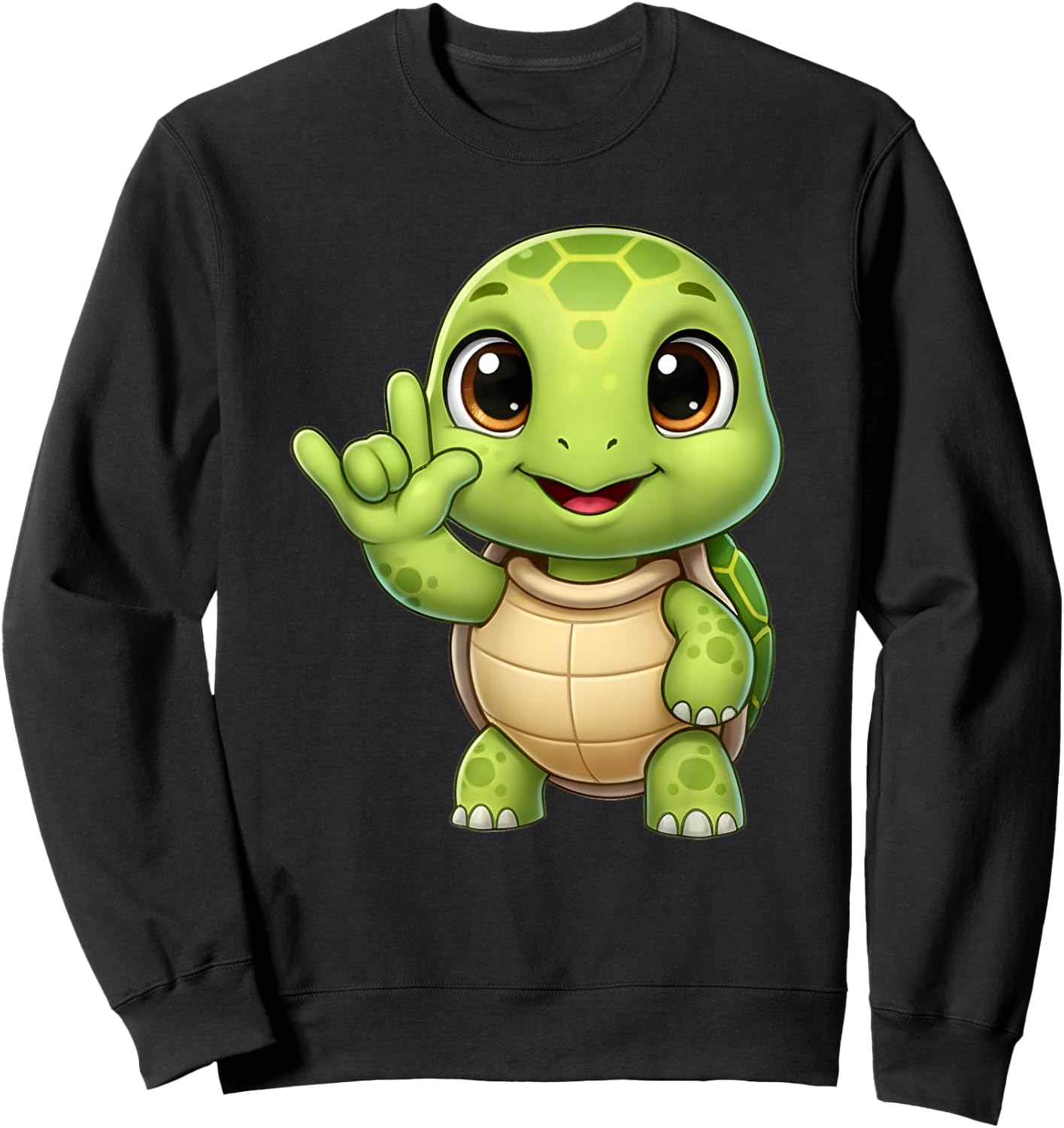 Turtle Love You ASL Sign Language Cute Sea Turtle Sweatshirt - Sweatshirt | Black