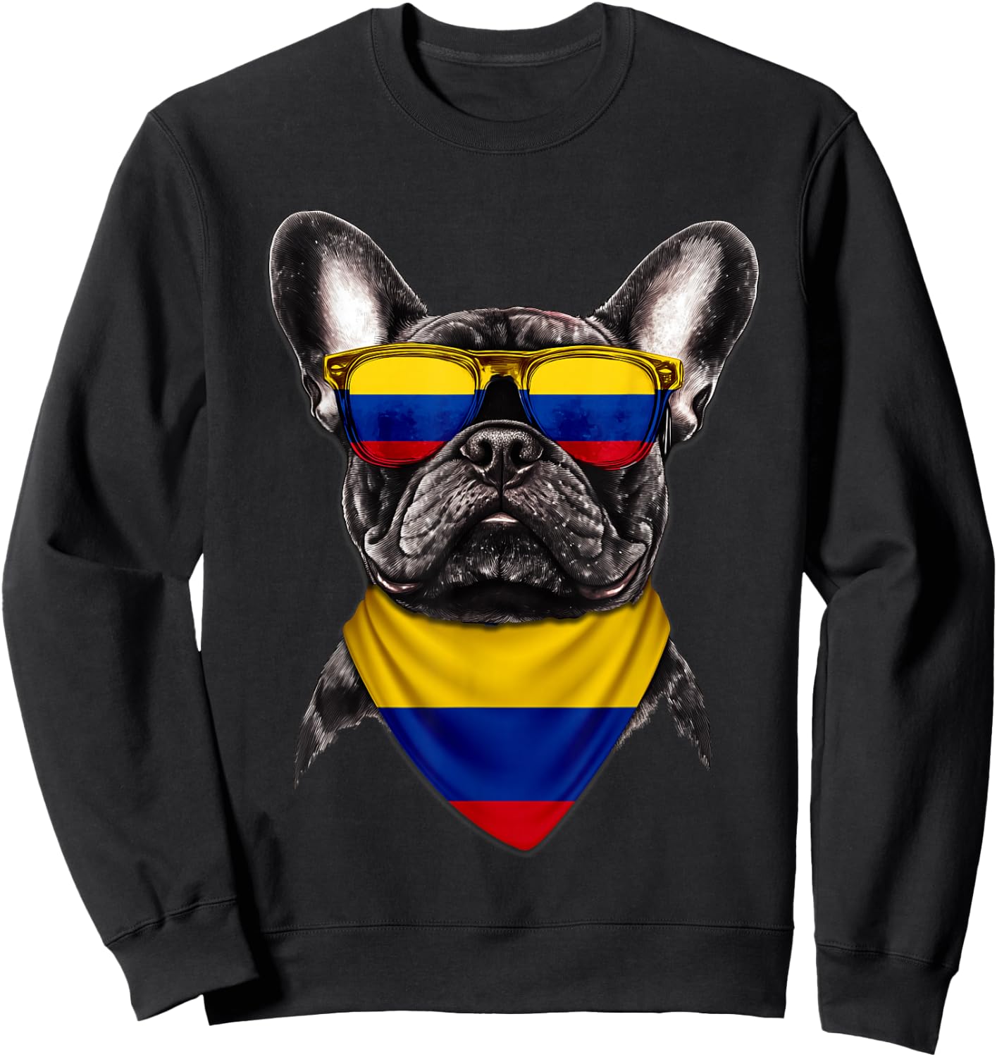 Colombian Flag American French Bulldog Heritage Colombia Sweatshirt - Sweatshirt | Black