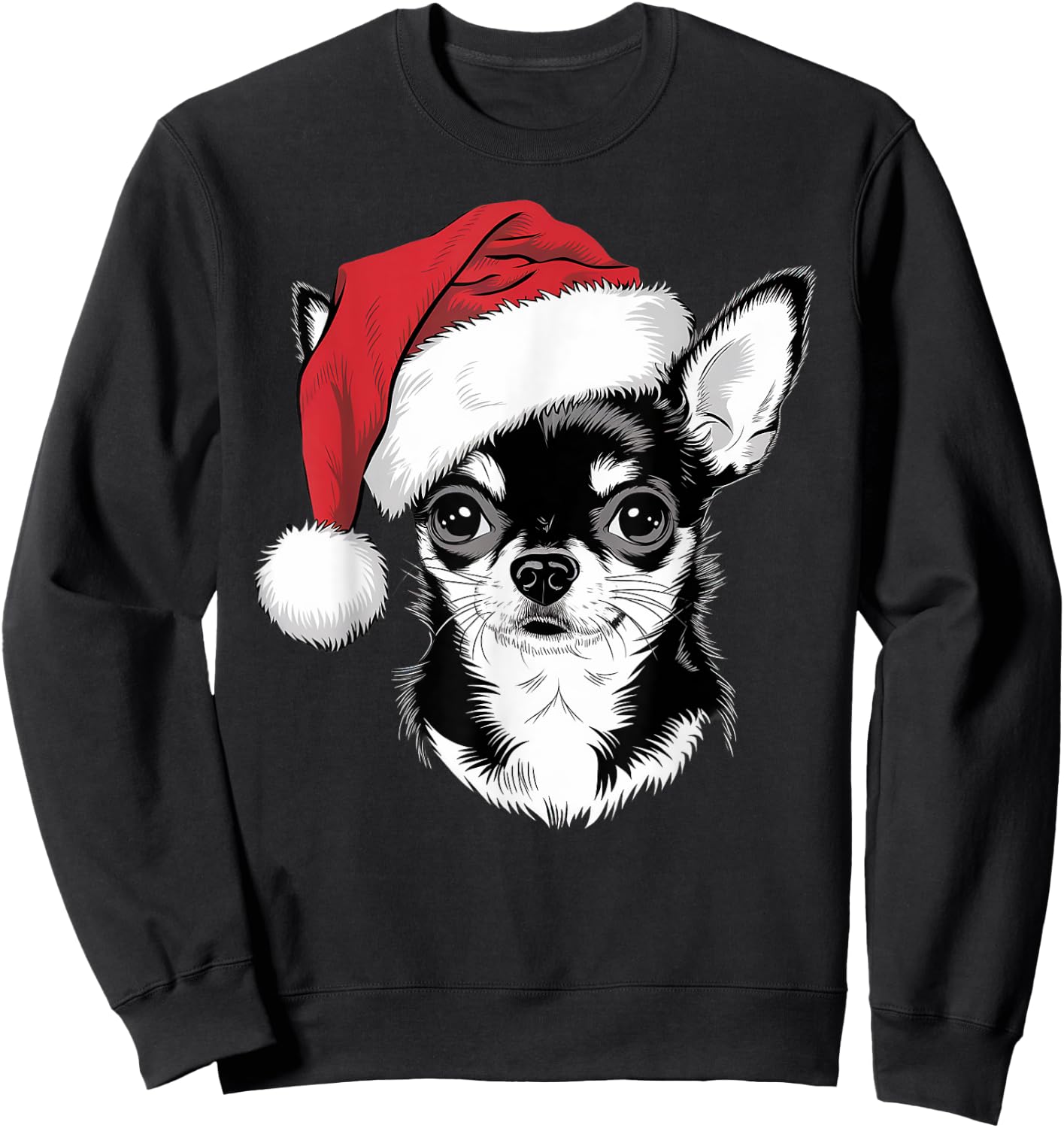 Joyful Chihuahua Santa Dog on Chihuahua Christmas Women Kids Sweatshirt - Sweatshirt | Black