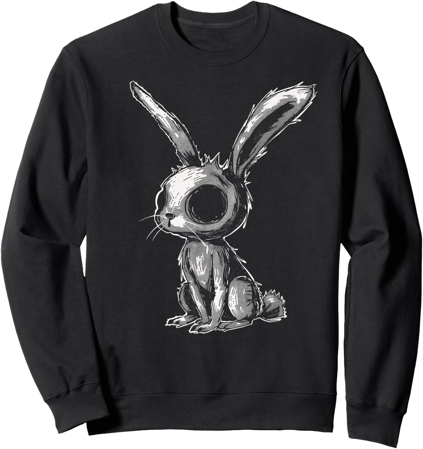 Weird Bunny Rabbit Alt Goth Grunge Horror Creepy Aesthetic Sweatshirt - Sweatshirt | Black