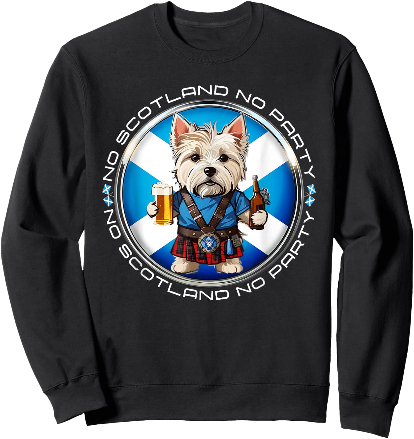No Scotland No Party Scottish Pride West Highland Terrier Sweatshirt - Sweatshirt | Black