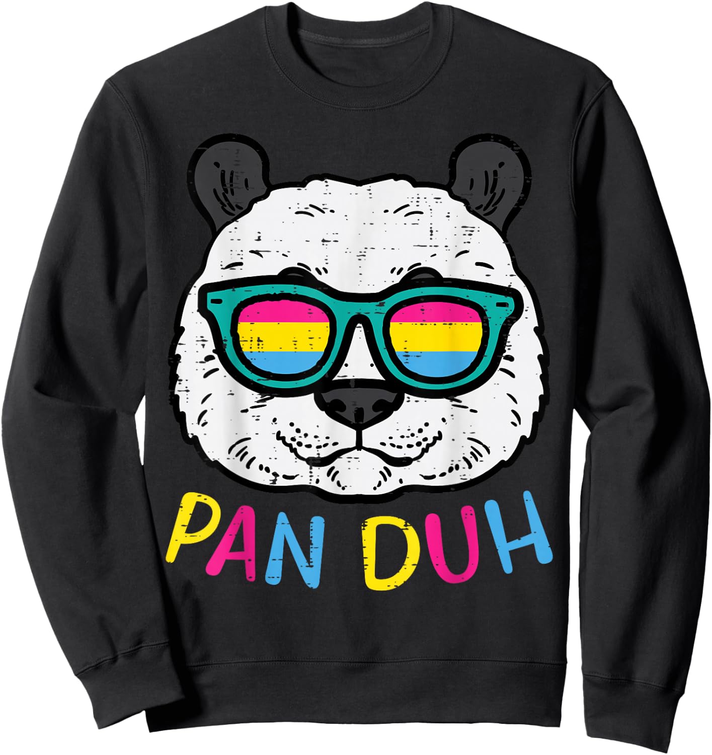 Pansexual Panda Pan Duh Funny Pride Flag Lgbt Men Women Kids Sweatshirt - Sweatshirt | Black