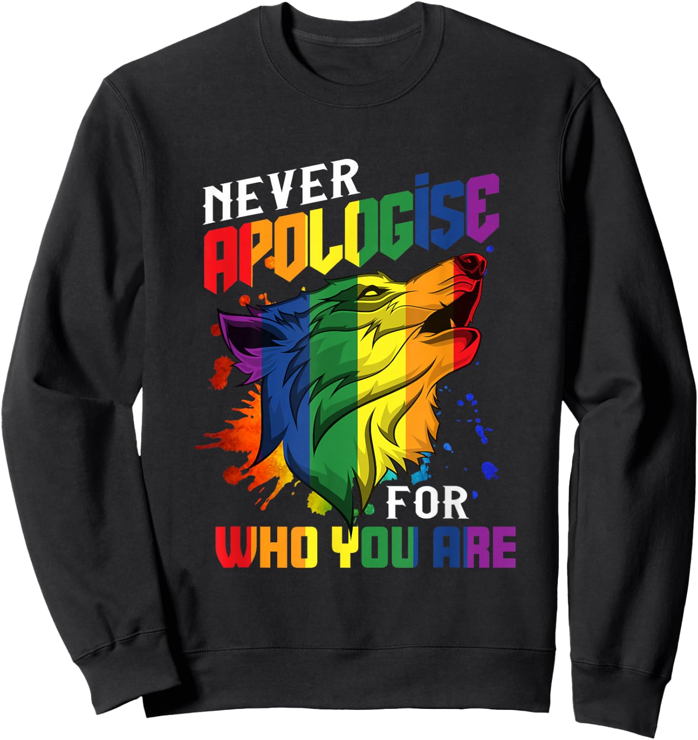 Schwule Wölfe Rainbow Wolfs Skin Gay Pride LGBT Sweatshirt - Sweatshirt | Black