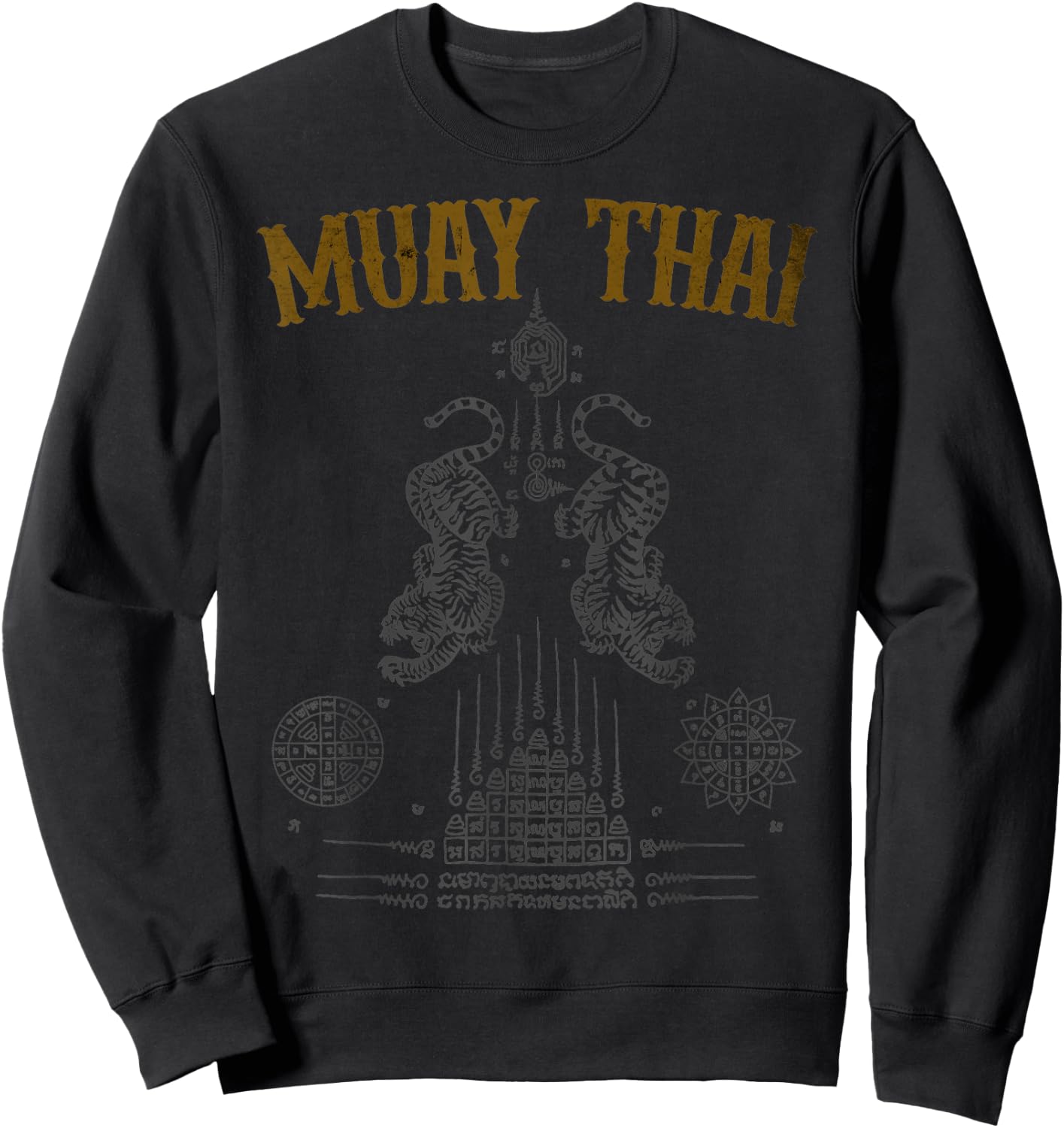 Tattoo Muay Thai Buddha Kickboxing Cultural Asian Sak Yant , Black, S Sweatshirt - Sweatshirt | Black