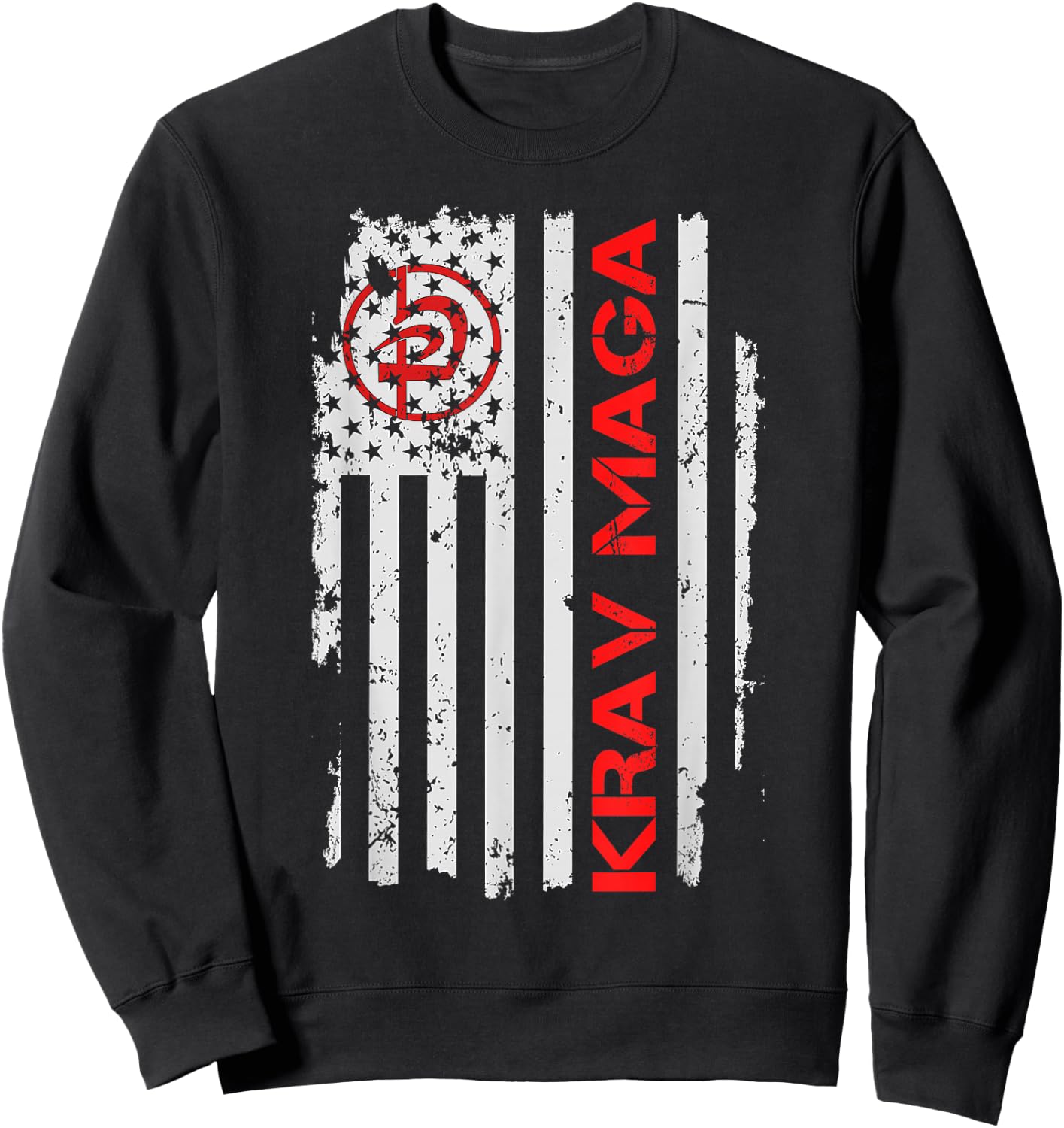 Krav Maga USA American Flag Symbol Fan Vintage Sweatshirt - Sweatshirt | Black