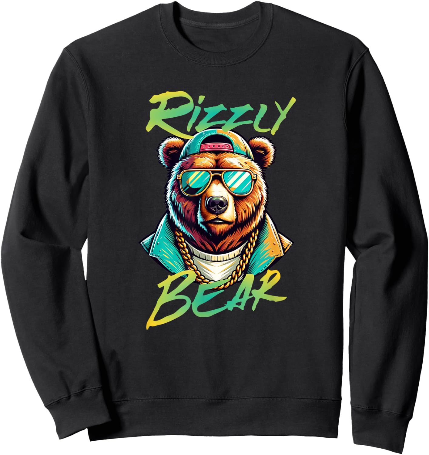 Rizzly Bear funny Gen Alpha viral influencer slang Sweatshirt - Sweatshirt | Black