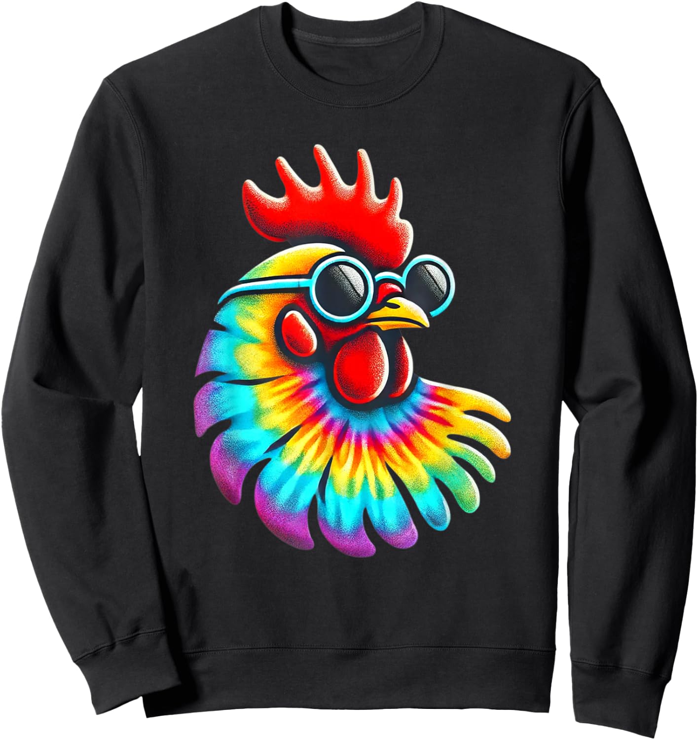 Tie Dye Art Sunglasses Farm Rooster Hen Poultry Chicken Sweatshirt - Sweatshirt | Black