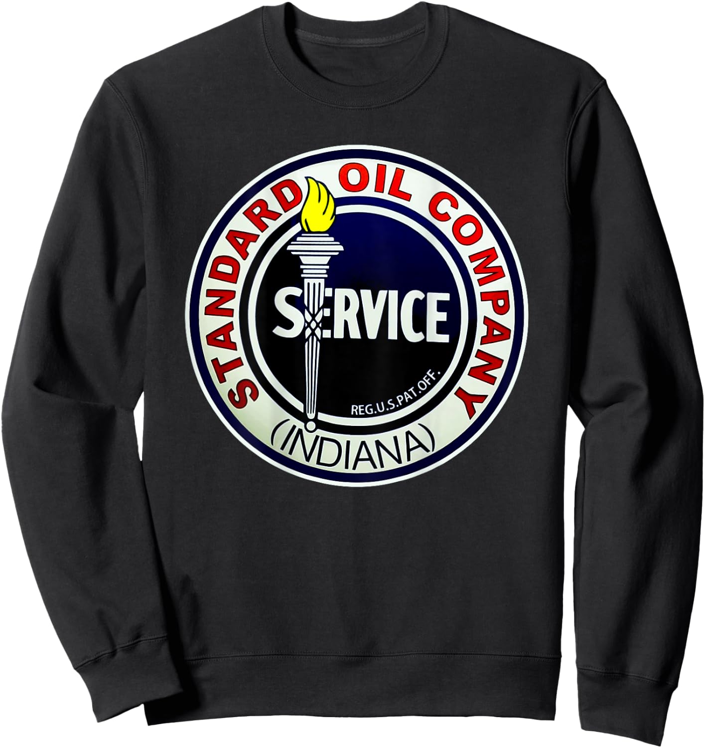 Back Print Only Retro Vintage Gas Station Standard Motor Oil Sweatshirt - Sweatshirt | Black