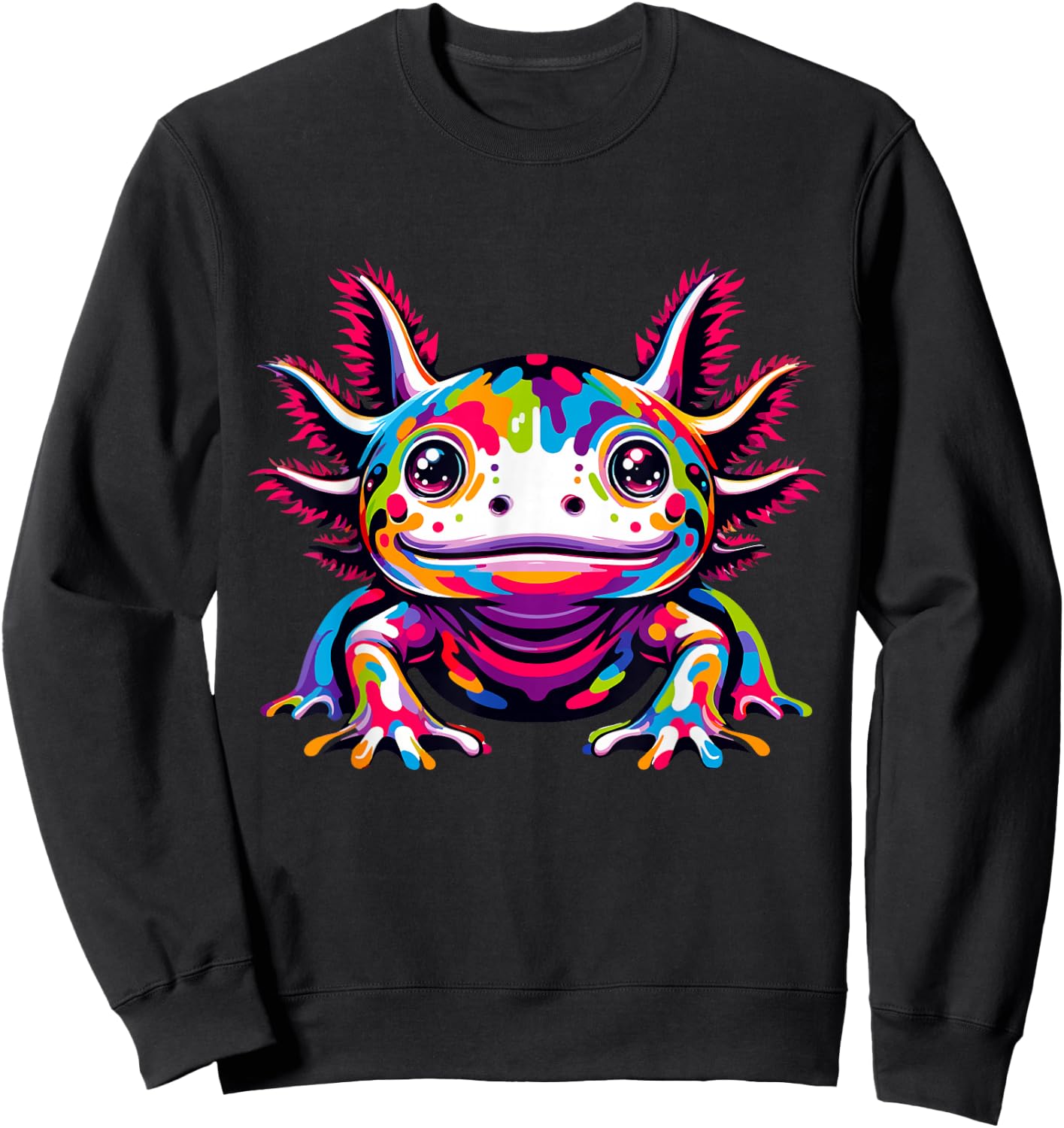 Axolotl rainbow Kawaii colorful love Axolotls herpetologist Sweatshirt - Sweatshirt | Black