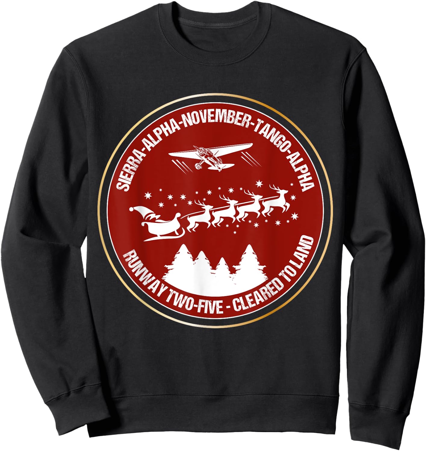 Funny Santa Airlines Christmas Gift Pilots Aviator Sweatshirt - Sweatshirt | Black