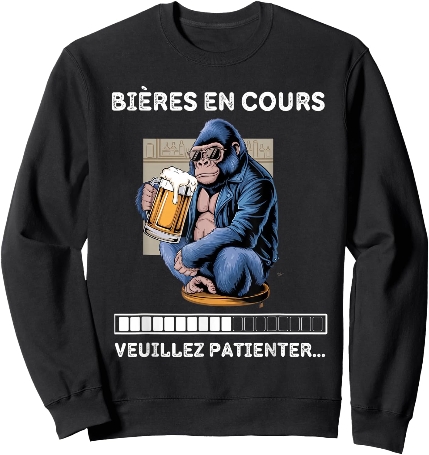 Gift beer aperitif humour man gorilla Sweatshirt - Sweatshirt | Black