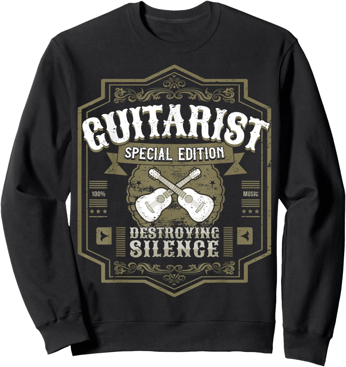 Guitarist Guitar Player Design I Destroying Silence Vintage Sweatshirt - Sweatshirt | Black